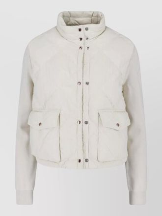 Moncler high collar quilted jacket crewneck style