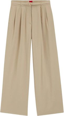 HUGO BOSS Henesa-2-W Broek - Dames - Wijde Broeken - Bruin - S - Katoen - Broeken