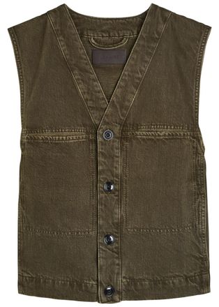 Christophe Lemaire Dark Green Panelled Denim Womens Designer Gilet UK10/S - 36 (UK10 / S)
