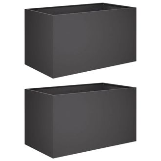 vidaXL Macetero De Jard&iacute;n 2 Uds. Negro 100 X 50 X 50 Cm Vidaxl
