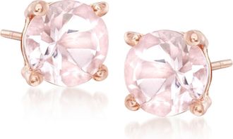 Ross-Simons Morganite Stud Earrings in 18kt Rose Gold Over Sterling