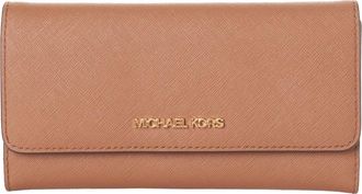 Michael Kors Elegante gestructureerde portemonnee met drukknoopsluiting - Dames - Portefeuilles - Bruin - ONE Size - Leer - Accessoires