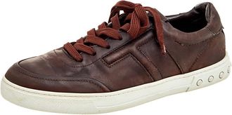 Tod's Tods Dark Brown Leather Low Top Sneakers