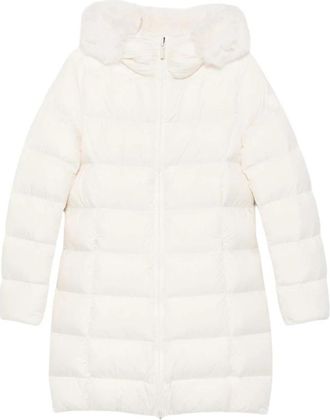 Colmar Lange Matte Donsjas met Capuchon - Dames - Ski Jassen - Wit - M - Leer - Fitness