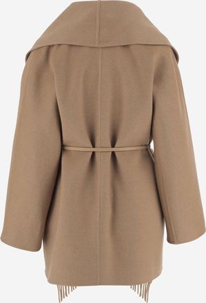 Max Mara Womens Pure Camel Coat With Fringes