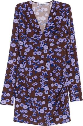 Patrizia Pepe Abito corto con stampa a fiori - Marrone