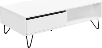 Pascal Morabito Mesa de centro con 2 cajones y 2 estantes de MDF y acero - Blanco y negro - ABUJA de Pascal Morabito