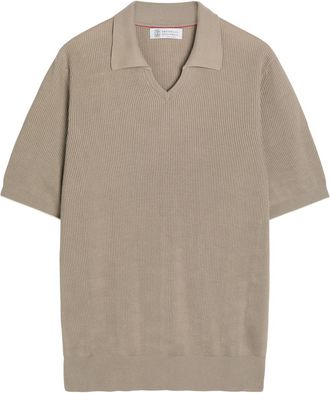 Brunello Cucinelli Ribbed Cotton-knit Polo top - Multicoloured 1 - 52 (IT52 / XL)