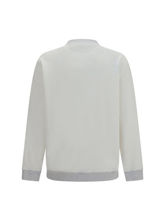 Brunello Cucinelli Mens Cotton Sweatshirt With Embroidery Off White+perla Sweatshirts Sweater