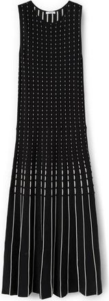 Motivi Lange Geplooide Gebreide Jurk - Dames - Maxi kleedjes - Zwart - XS - Nylon - Kleedjes