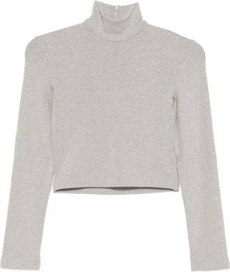 Ralph Lauren Collection Top a collo alto con glitter - Toni neutri