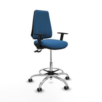 Piqueras y Crespo Taburete Elche As Similpiel Azul Claro Brazos 1d Base Cromada Ruedas 65mm Engomadas
