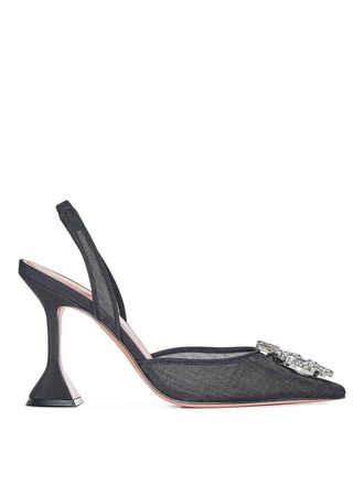 Amina Muaddi Begum Mesh Sling 95 Black Mesh Pumps