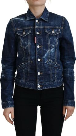 Dsquared2 Dsquared&sup2; Icon Printed Distressed Womens Jacket (Pre-Owned)