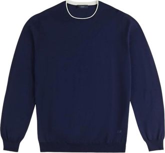 Fay Maglia Girocollo Profili F.14 - Heren - Sweatshirts - Blauw - 2XL - Leer - Hoodies & sweatvesten
