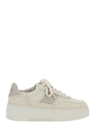 Axel Arigato Beige Sneakers With Contrasting Heel With Logo Lettering In Leather Blend Woman