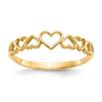 Diamond2Deal 14k Yellow Gold Hearts Ring