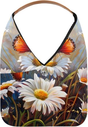 Generic Butterflies Daisies Flower (14) Reusable Lightweight Grocery Bags - Foldable Into Compact Pouch, Washable & Sturdy, Multipurpose for Shopping and Trav