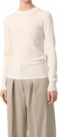 Soaked In Luxury Spina Slim Fit Crew Neck Pullover Sweater In Whisper White