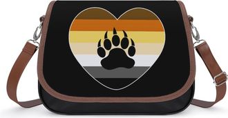 Generic LGBT Bear Pride Heart Small Womens Crossbody Bags Shoulder Handbag with Adjustable Strap for Travel