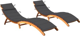 vidaXL Tumbonas 2 Unidades Con Cojines Madera Maciza De Acacia Vidaxl
