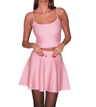 Fleur du Mal Knit Corset Top In Cherry Blossom