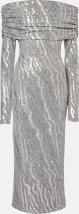 Rotate Sequined jersey midi dress