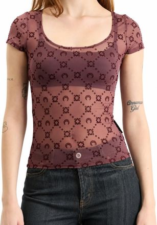 Marine Serre Maroon Scoop Neck Top