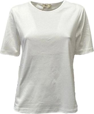 Herno Casual T-shirt met Ronde Hals en Logo - Dames - T-shirts - Wit - M - Katoen - Tops