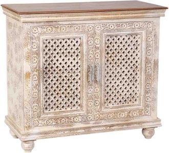 Wanderlust Deco Recibidor De Madera Artesanal Blanco 104x43x93h Cm