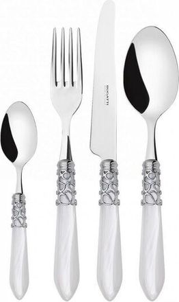 Bugatti Set posate 24 pezzi in astuccio di legno Melodia ghiera cromata Bianco Madreperla Bugatti