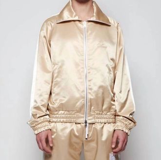 Amiri Zip Track Stripe Jacket- Champagne / White
