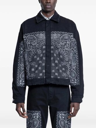 Amiri Denim jack met paisley-print - Zwart