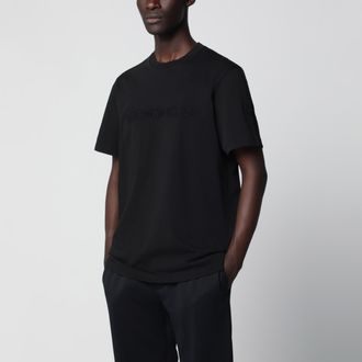 Moncler T-shirt con logo in jersey di cotone nera