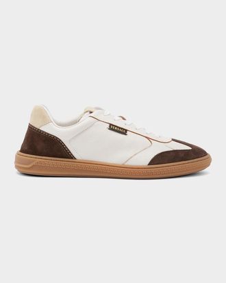 Versace Men & apos;s Greca Court Nappa and Suede Sneakers