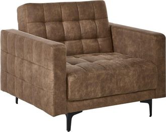 Beliani Sill&oacute;n Moderno Reclinable Sill&oacute;n Div&aacute;n Tapizado En Piel Sint&eacute;tica Con Capiton&eacute; Marr&oacute;n Aberdeen