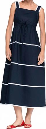 Vilagallo Poplin Sleeveless Midi Dress In Navy
