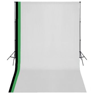 Berkfield Home Photo Studio Kit with 3 Cotton Backdrops Adjustable Frame 3x5m in Black
