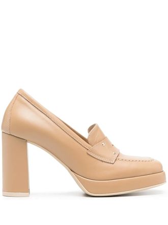 Nero Giardini 100mm stud-embellished leather loafers - Neutrals