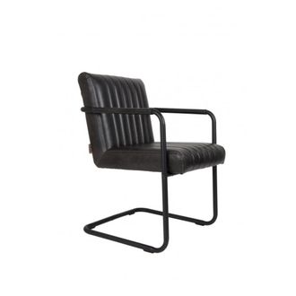 Dutchbone Sill&oacute;n retro de polipiel negra