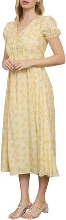 Blu Pepper Floral Print Midi Dress in Butter Yellow Multi at Nordstrom Rack, Size Medium