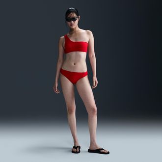 Nike Womens Swim Swoosh Link Terry Hipster Bikini Bottom in Red | NESSF256-614