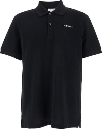 Alexander McQueen Black Solid Shirt Collar Polo