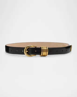 D&eacute;hanche Hollyhock Triple Wrap Calf Leather Medium Belt