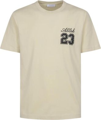 Off-white 23 Logo Slim S/S Tee - Heren - T-shirts - Beige - S - Katoen - Tops