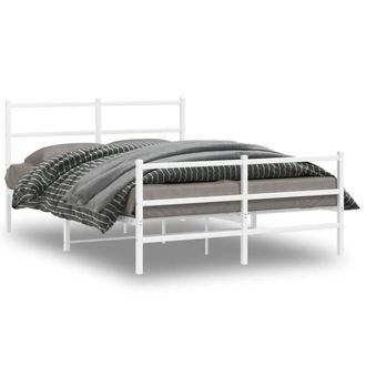 Berkfield Home Metal Bed Frame without Mattress with Footboard&not;White 135x190cm in White | Size: 135x190 cm