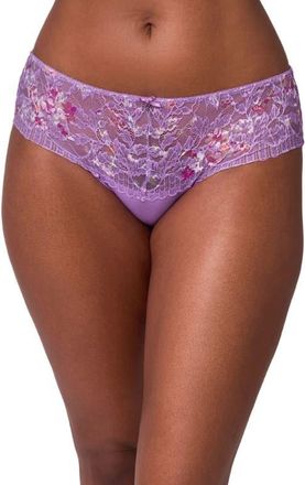 Montelle Intimates Floral Lace & Microfiber Hipster Panties in Tulip/Tulip Field at Nordstrom, Size Xx-Large