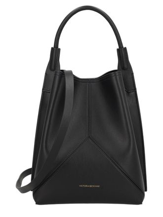 Victoria Beckham Structured Black Bucket Bag With Geometric Panel Design