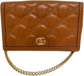 Gucci Pre-owned Cross Body Bags, female, Brown, Size: ONE SIZE Pre-owned Leather Cross Body Bag