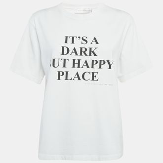 Victoria Beckham White Printed Cotton Crew Neck T-Shirt